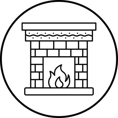 Şömine. Web simgesi basit illüstrasyon