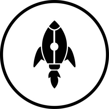 Roket. Web simgesi basit illüstrasyon