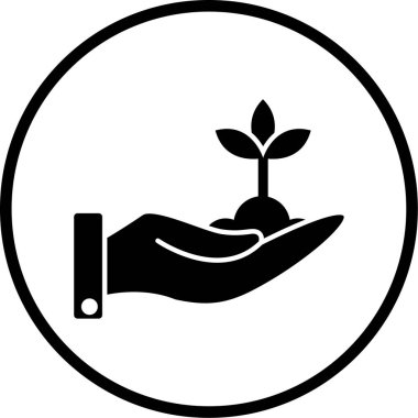 Elinde bitki var. Web simgesi basit illüstrasyon