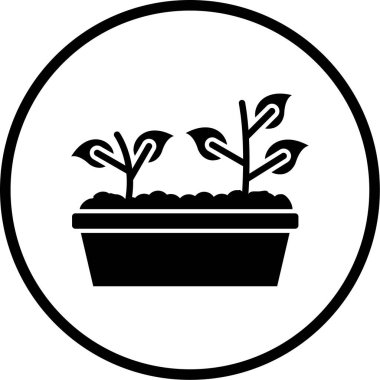 Saksı simgesindeki bitkinin vektör illüstrasyonu