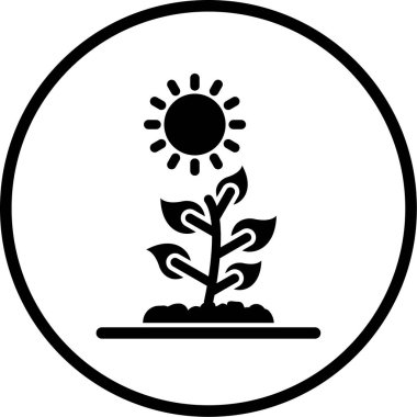 Moda tarzında çiçek ve güneş ikonunun gösterimi