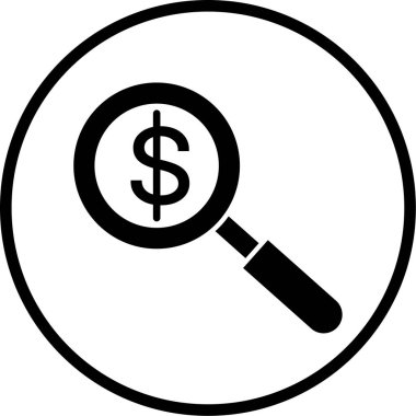 Moda tarzı izole edilmiş arka planda büyüteç ve dolar simgesi