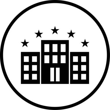 Otelde. Web simgesi basit illüstrasyon