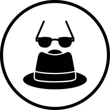 şapka ve gözlüklerin vektör illüstrasyonu modern simge