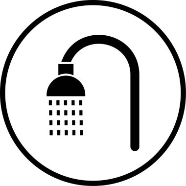 Beyaz arkaplanda duş simgesi, vektör illüstrasyonu