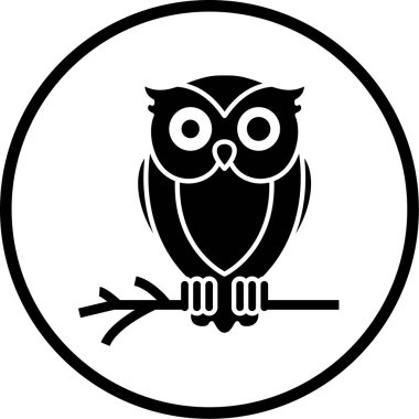 Baykuş. Web simgesi vektör illüstrasyonu