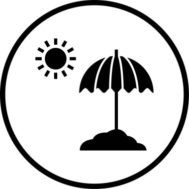 Güneş ve şemsiye. Web simgesi basit illüstrasyon
