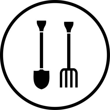 Kürek ve yaba simgesi düz vektör çizimi