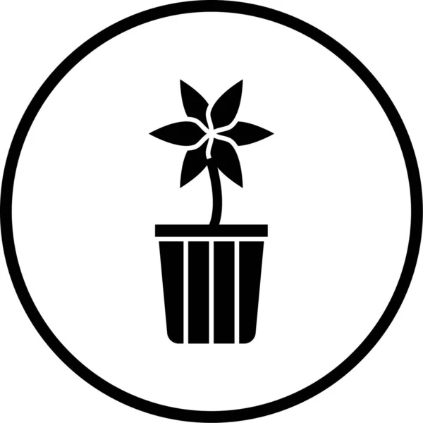 ポットアイコンの花のベクトル図 — ストックベクタ