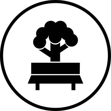 ağaç ve bank simgesinin vektör illüstrasyonu