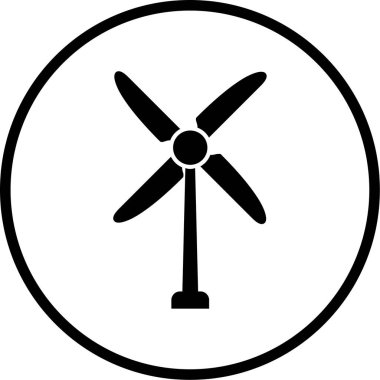 Rüzgar türbini simgesi, vektör illüstrasyonu
