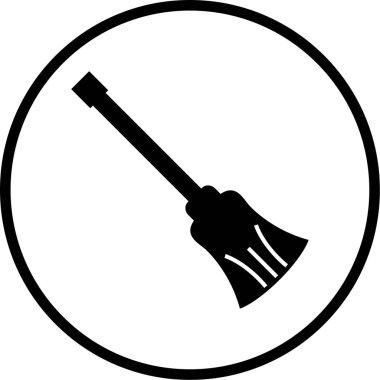 Bir süpürge simgesinin vektör illüstrasyonu