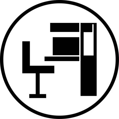 Ofis mobilyası simgesi ince çizgi biçiminde