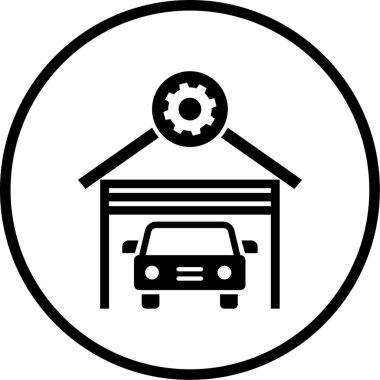 Araba garajı ikonu. Web için 16 ev vektör simgesinin özet çizimi