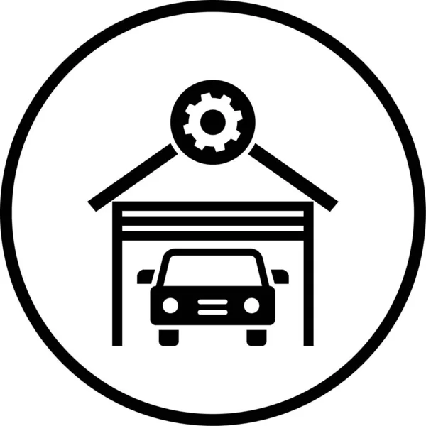 Icône Garage Voiture Illustration Contour Icônes Vectorielles Maison Pour Web — Image vectorielle