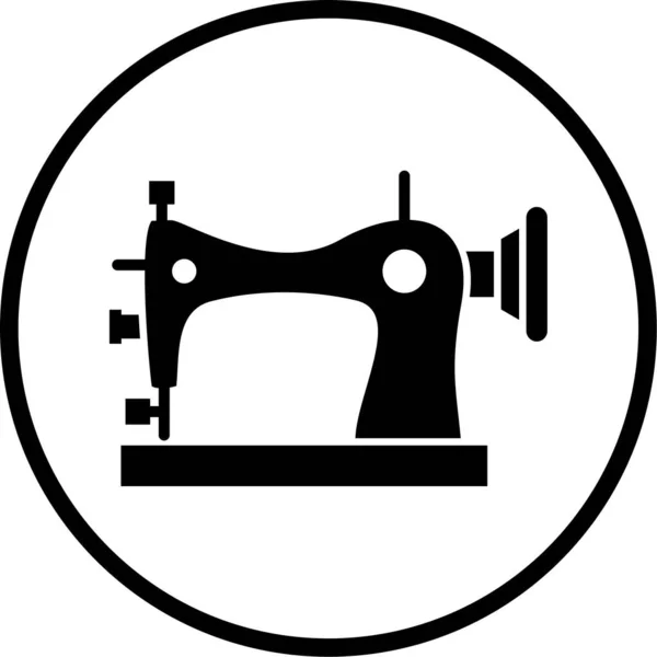 Sewing Machine Icon Simple Illustration Black White Theme Vector Icons - Stok Vektor