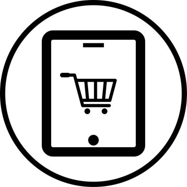 Alışveriş çevrimiçi simgesi, vektör illüstrasyonu