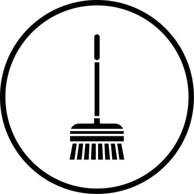 Tek bir simge süpürgesinin vektör illüstrasyonu 