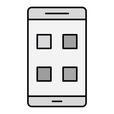 Akıllı telefon aygıtı simgesi. Taslak cep telefonu vektör çizimi sembolü. beyaz arkaplanda izole