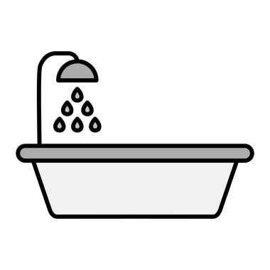 Ağ ve mobil uygulama tasarımınız için beyaz arkaplanda izole edilmiş küvet simgesi vektörü, havlu logosu konsepti