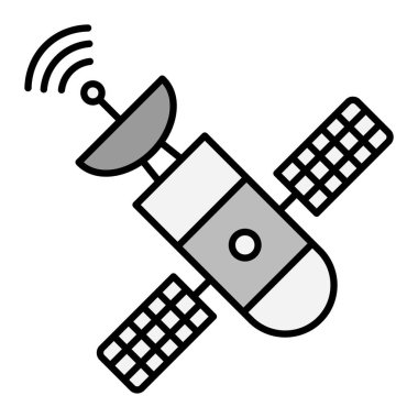 uydu istasyonu simgesi. Ana hatlı radyo sistemi vektör resimleme çizelgesi. beyaz arkaplanda izole