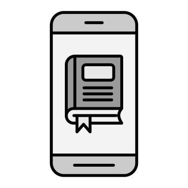 Cep telefonu ikonlu akıllı telefon. Web için mesaj vektör simgeleri içeren kitabın özet çizimi
