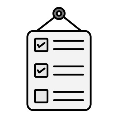 Web ve mobil uygulama tasarımınız, pano logo konseptiniz için beyaz arkaplanda izole edilmiş kontrol listesi simgesi vektörü