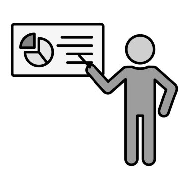 Grafik ikonu olan bir iş adamı. vektör illüstrasyonu