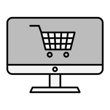 Bilgisayar vektör illüstrasyon tasarımlı alışveriş arabası