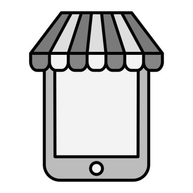 Akıllı telefon ve mobil uygulama vektör resimlemesi ile alışveriş