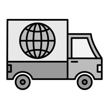 dağıtım minibüsü ve araç teması izole edilmiş tasarım vektörü çizimi