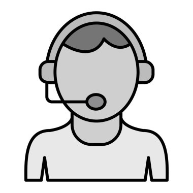 Kulaklık çizgisi vektör illüstrasyon tasarımı ile çağrı merkezi operatörü