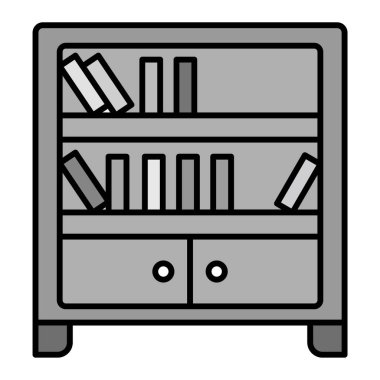 Kitaplı kitaplık ve çekmece vektör illüstrasyon grafik tasarımı