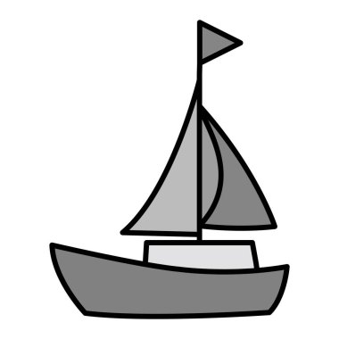 Yelken Teknesi Vektör Kabartma Simgesi Tasarımı  