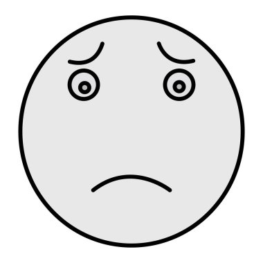 Endişeli Emoji Vektör Kabartma Simgesi Tasarımı 