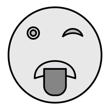 Dil Dışarı Emoji Vektörü Glyph Simgesi Tasarımı 