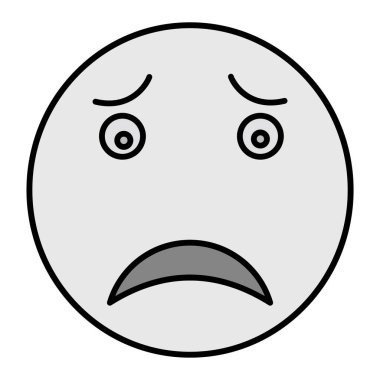 Yorgun Emoji Vektör Kabartma Simgesi Tasarımı 