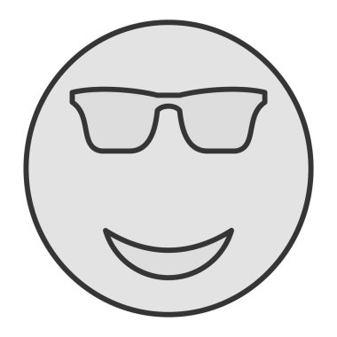 Cool Emoji Vektör Kabartma Simgesi Tasarımı 