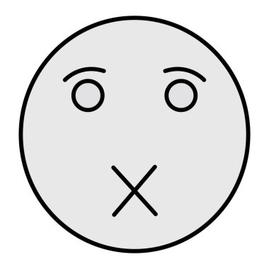 Sessizlik Emoji Vektör Kabartma Simgesi Tasarımı 