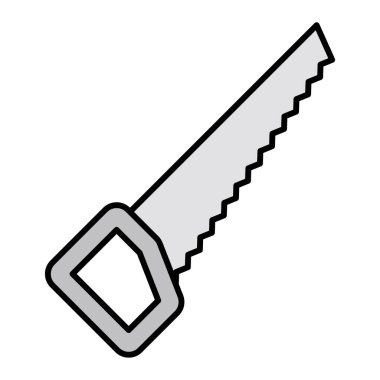 Testere simgesi vektörü. İnce çizgi işareti. izole edilmiş sınır sembolü çizimi