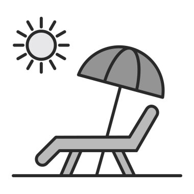 Plaj sandalyesi ikonu. Web için güneş paneli vektör simgelerinin özet çizimi