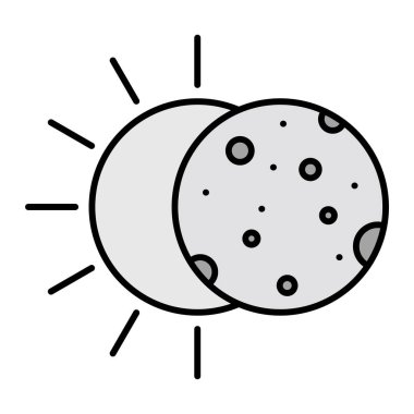 Ay ikonu olan güneş. vektör illüstrasyonu