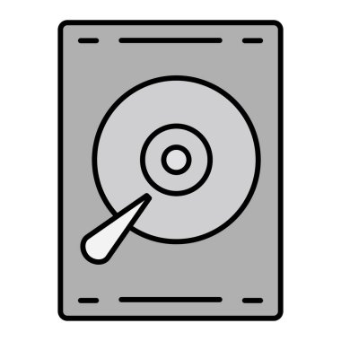 Sabit diskin tek izole edilmiş simgesinin vektör çizimi