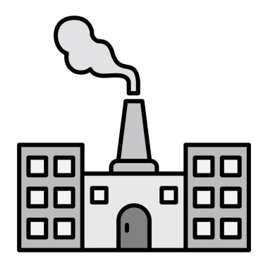 Fabrika binası ikonu. Web için bitki vektör simgelerinin özet çizimi