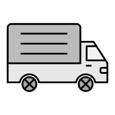 Teslimat kamyonu ikonu. Web için kargo arabası vektör simgelerinin özet çizimi