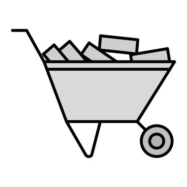 El Arabası Vektörü Kabartma Simgesi Tasarımı 