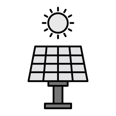 Güneş Enerjisi Vektörü Kabartma Simgesi Tasarımı 