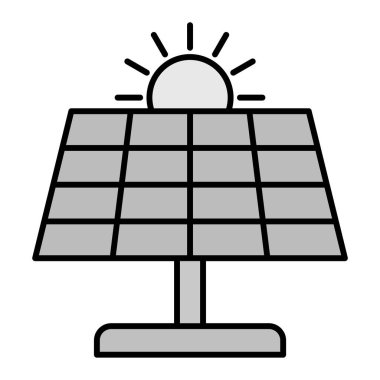 Güneş Enerjisi Vektörü Kabartma Simgesi Tasarımı  