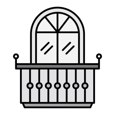 Balkon Vektörü Şekil Simgesi Tasarımı 