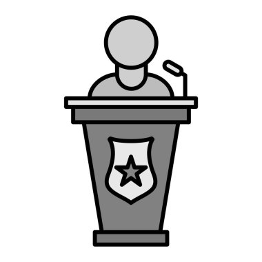 Konuşmacı simgesi. Beyaz arkaplanda izole edilmiş web tasarımı için insan vektör illüstrasyon kavramı